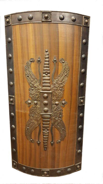 Romeinse Scutum (schild) met wing and tail ornament. Historically accurate ( bronzen ornament en randen ) (wrwmar0107)